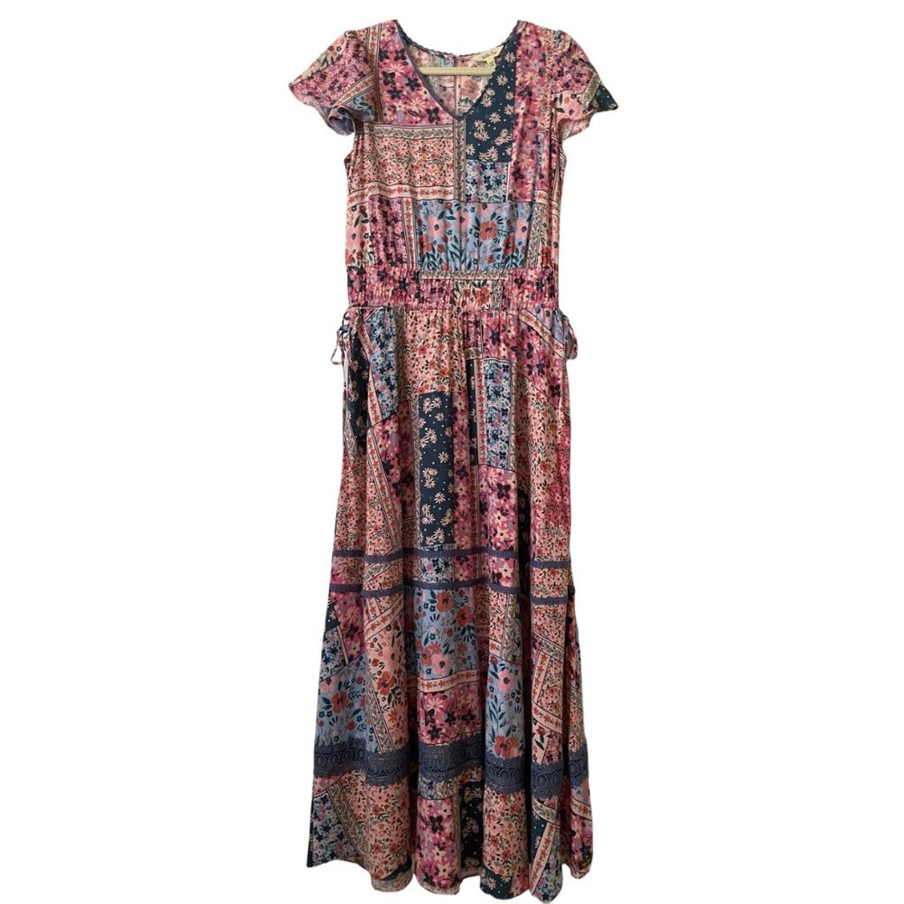 Matilda Jane Maxi Dress S The Wildlife Patchwork Boho Cottagecore Long Pink
